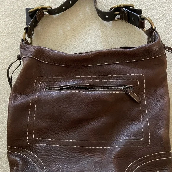 Coach Vintage Laced Up Authentic brown leather bag in dark walnut color - Picture 5 of 7